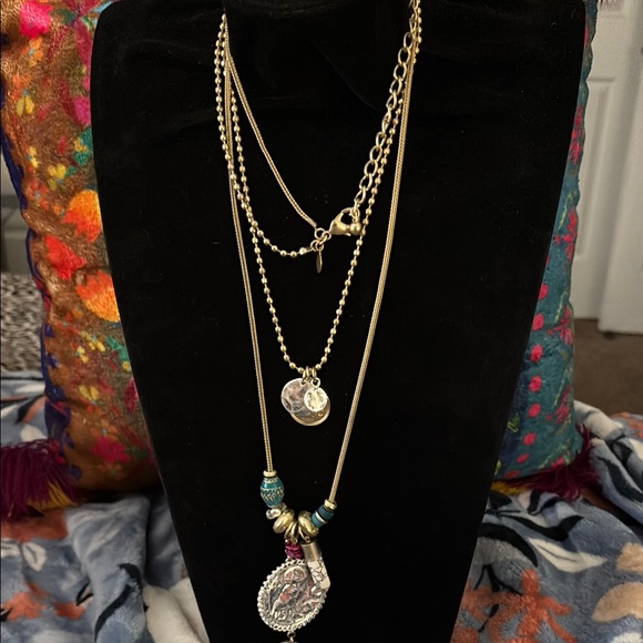 Chico's Jewelry - Chico's Gold Layered Necklace with Vintage Charm. NWOT
